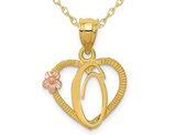 14K Yellow Gold Initial -O- Heart Necklace Pendant Charm with Chain